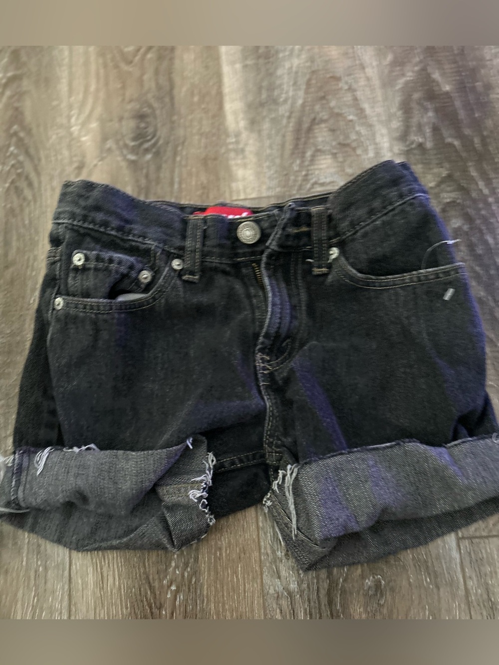 Juniors size 12 Black Denim Roll-Cuff Women’s Shorts 26” waist